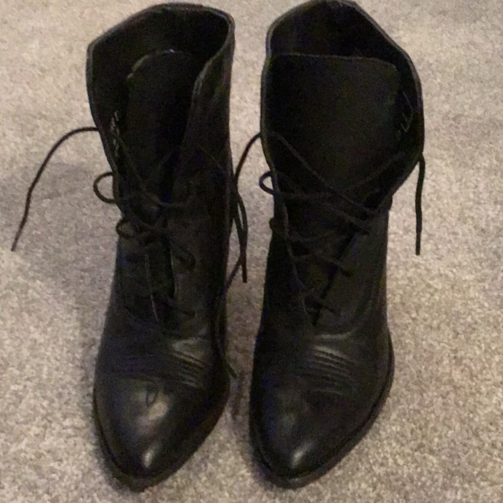 Leather lace up boots